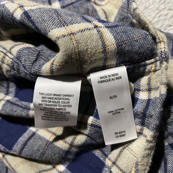 Lucky Brand Flannel Shirt Mens XL Plaid Preppy Long Sleeve Cotton Lightweight - Picture 7 of 9